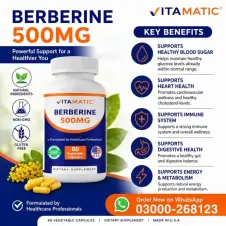 Vitamatic Berberine 500mg Vegetable Capsules In Pakistan